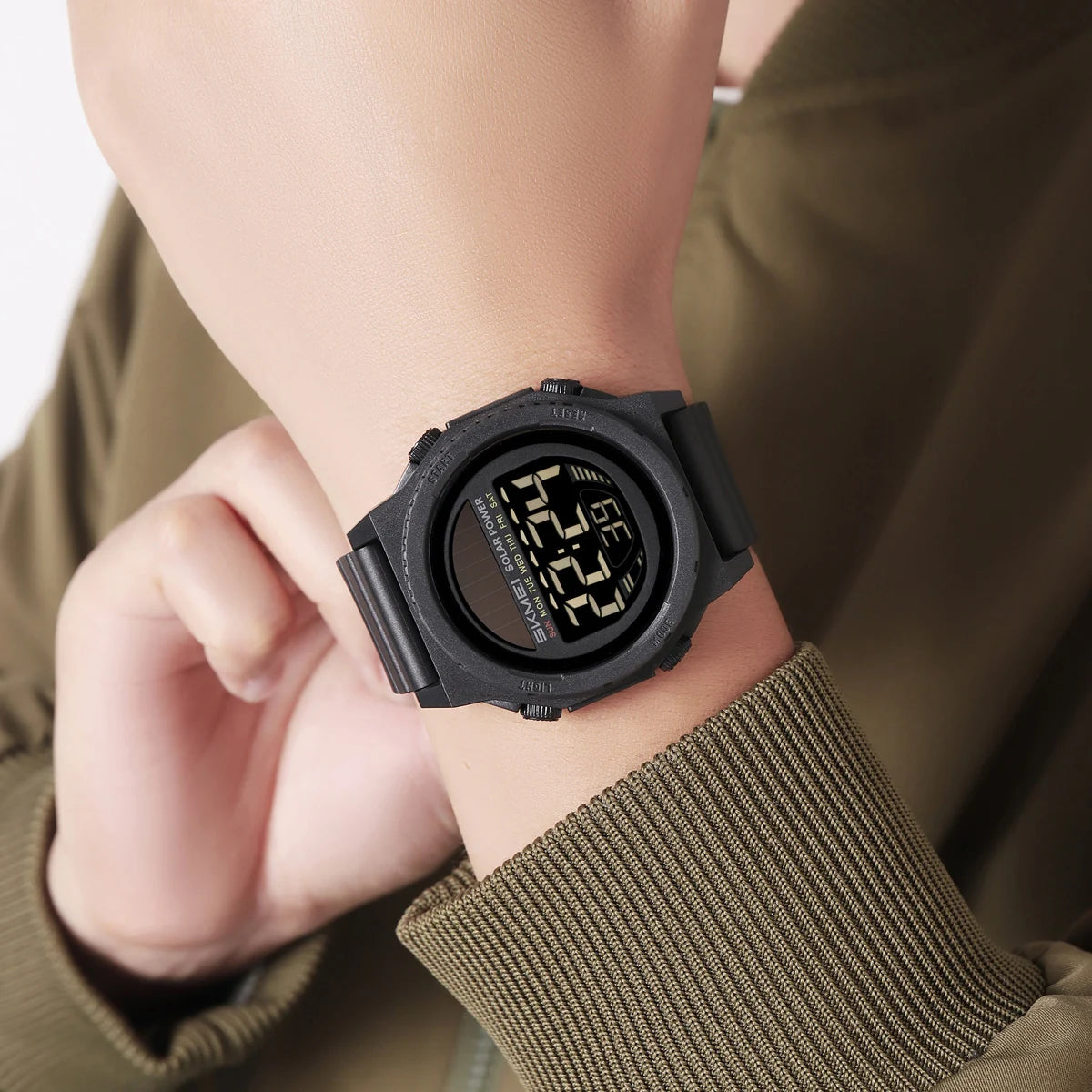 SKMEI Solar Energy Digital Sports Electronic Watches For Men Fashion Casual 5Bar Waterproof Chrono Wristwatch Clock Reloj Hombre