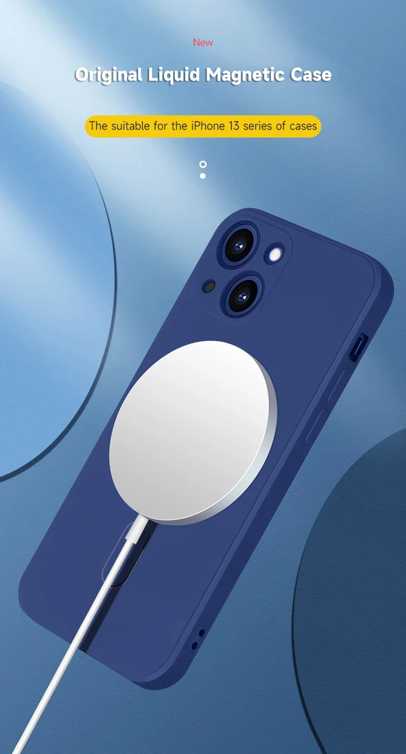 For Magsafe Magnetic Wireless Charge Case For iPhone 17 16 14 13 12 11 15 Pro Max Mini XR XS Soft Liquid Silicone Back Cover