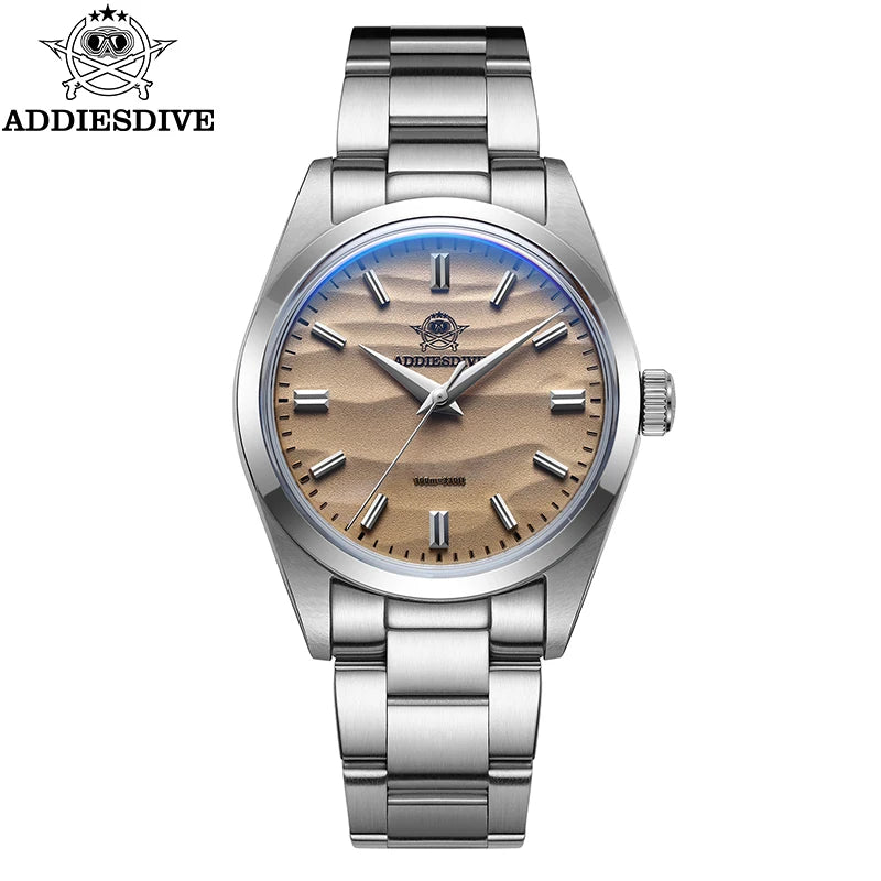 ADDIESDIVE Hot Sale Quartz Watch Simple 10Bar Steel Dive Wristwatch Bubble Mirror Pot Cover Glass Sports 36mm Men Watches AD2030