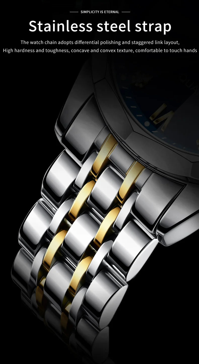 OLEVS Men's Watches Rhombus Mirror Original Quartz Watch for Man Waterproof Luminous Stainless Steel Wristwatch Male Date Week