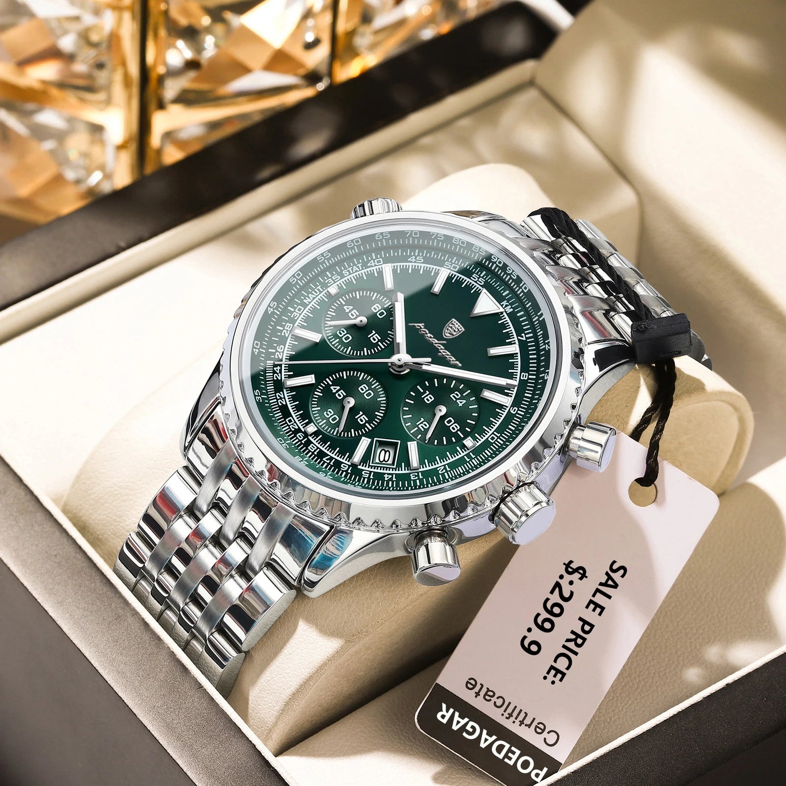 POEDAGAR Luxury Sport Man Watch Chronograph Date Waterproof Luminous Men's Quartz Watches Stainless Steel Fashion Men Wristwatch