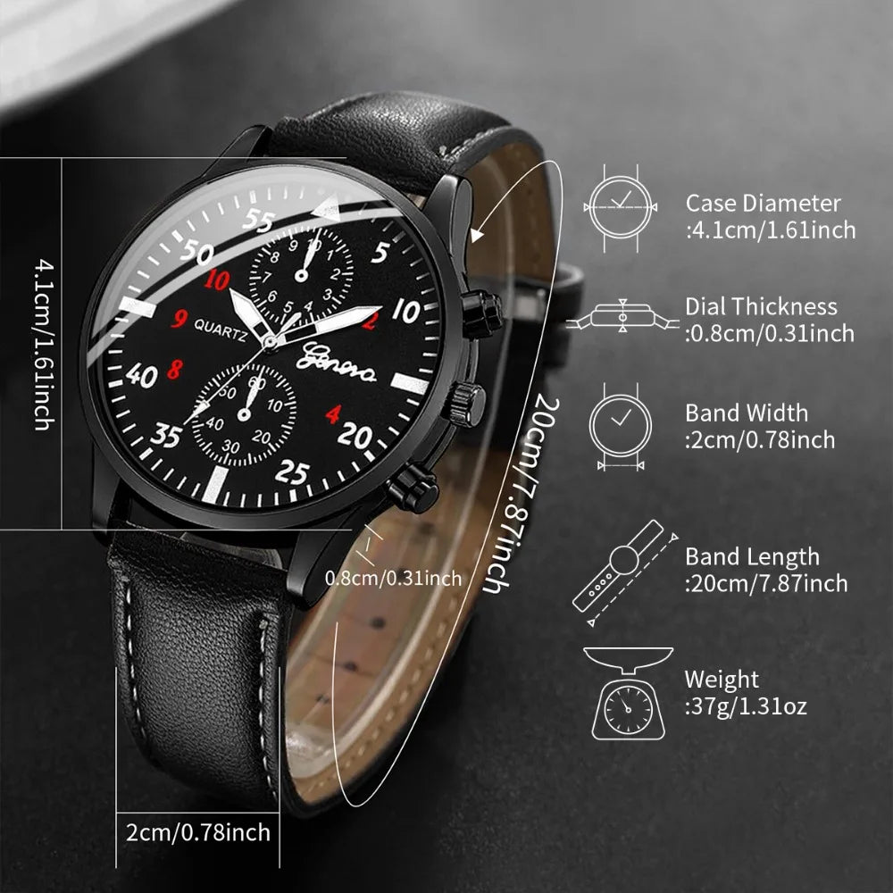 3PCS Fashion Men's Watches Set Business Trend Versatile Retro Classic Round Dial Quartz Watch Reloj Hombre（Without Box）