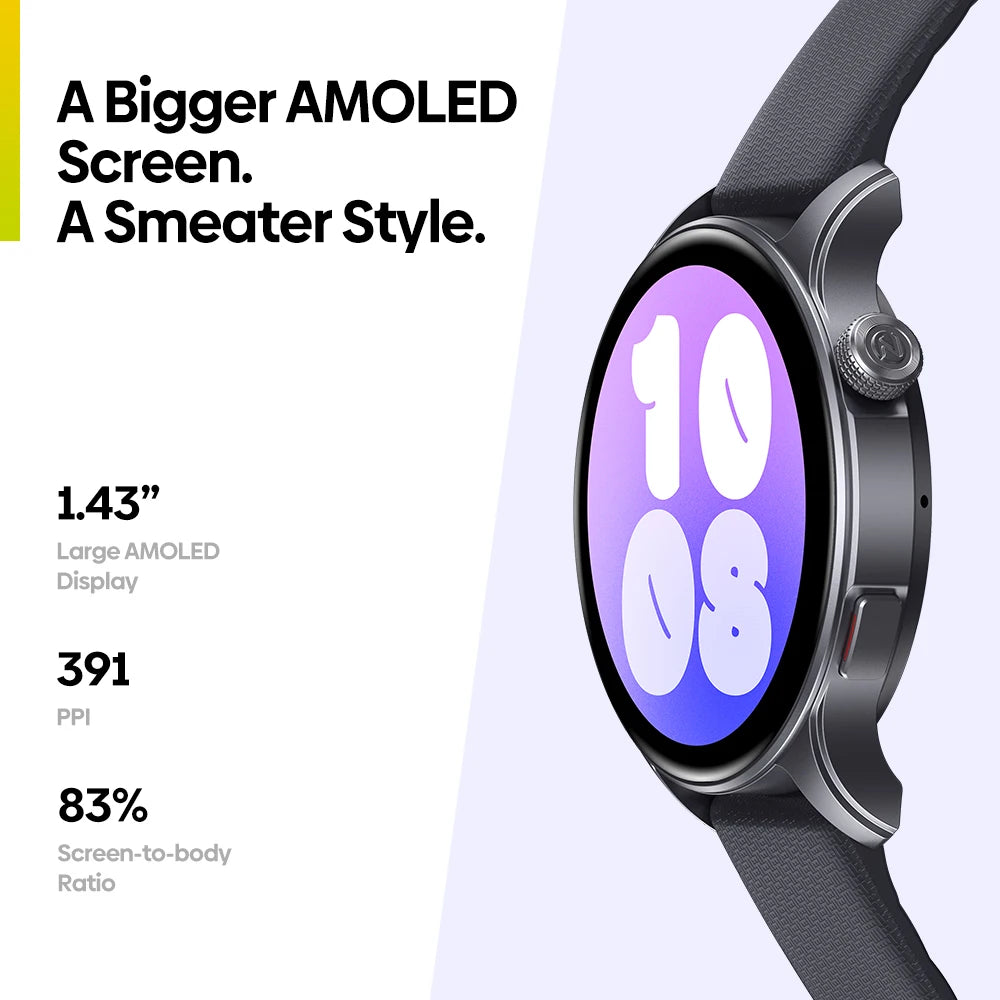 New Zeblaze Btalk 3 GPS Smartwatch 1.43" AMOLED Screen Dual Straps Make/Answer Phone Calls Heart Rate SpO2 Stress Tracking Watch