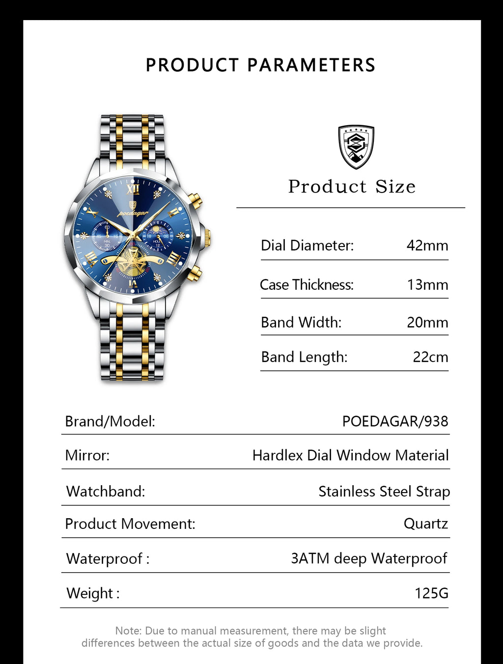 POEDAGAR Luxury Men Watch Top Original Waterproof Luminous Chronograph Man Wristwatch Stainless Steel Quartz Men's Watches Reloj