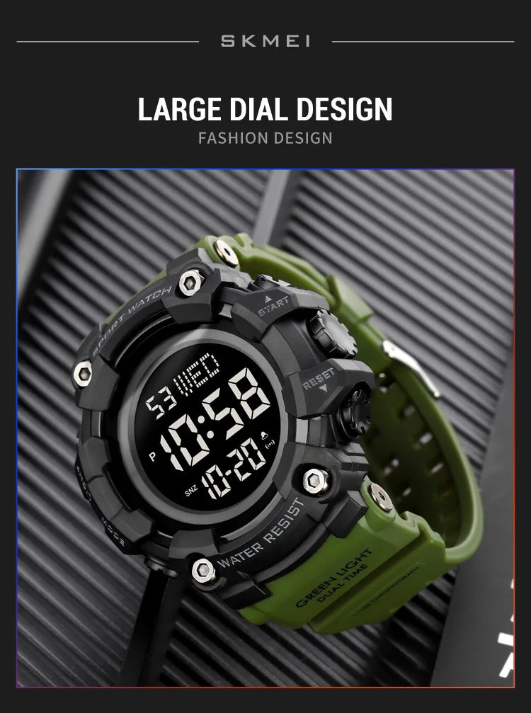 Skmei Luxury Fashion Sports Watches Men Waterproof Stopwatch Dual Time Digital Wristwatch Big Dial Clock Reloj Hombre