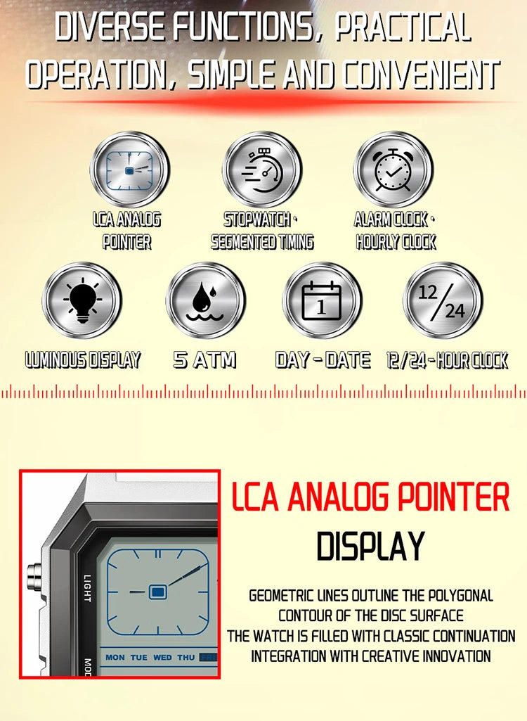 SANDA 6307 Fashion Digital Watches for Man Multifunction Luminous Chronograph Calendar Outdoor Sport Waterproof Electronic Watch