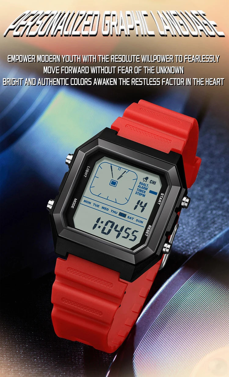 SANDA 6307 Fashion Digital Watches for Man Multifunction Luminous Chronograph Calendar Outdoor Sport Waterproof Electronic Watch