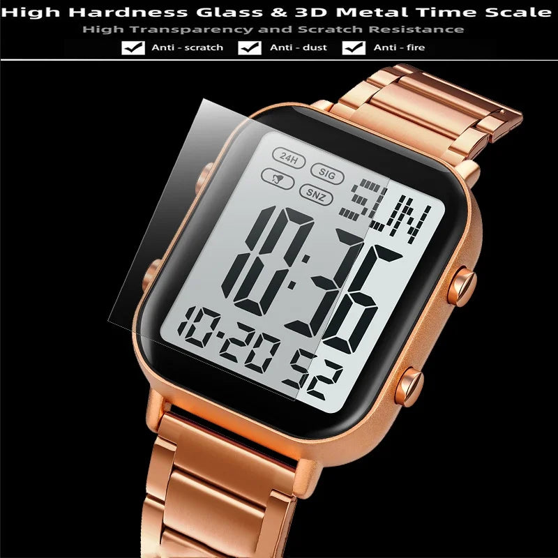 Skmei Men Digital Watches Luxury Stainless Steel Strap Dual Time Zone Man Sports Bracelet Watch 30M Waterproof Male Alarm Clock