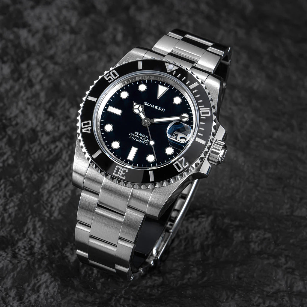 Sugess Watch of Men Diver NH35 Automatic Mechanical Wristwatch Date Sapphire Crystal Luminous Ceramic Bezel Waterproof 200M 2022