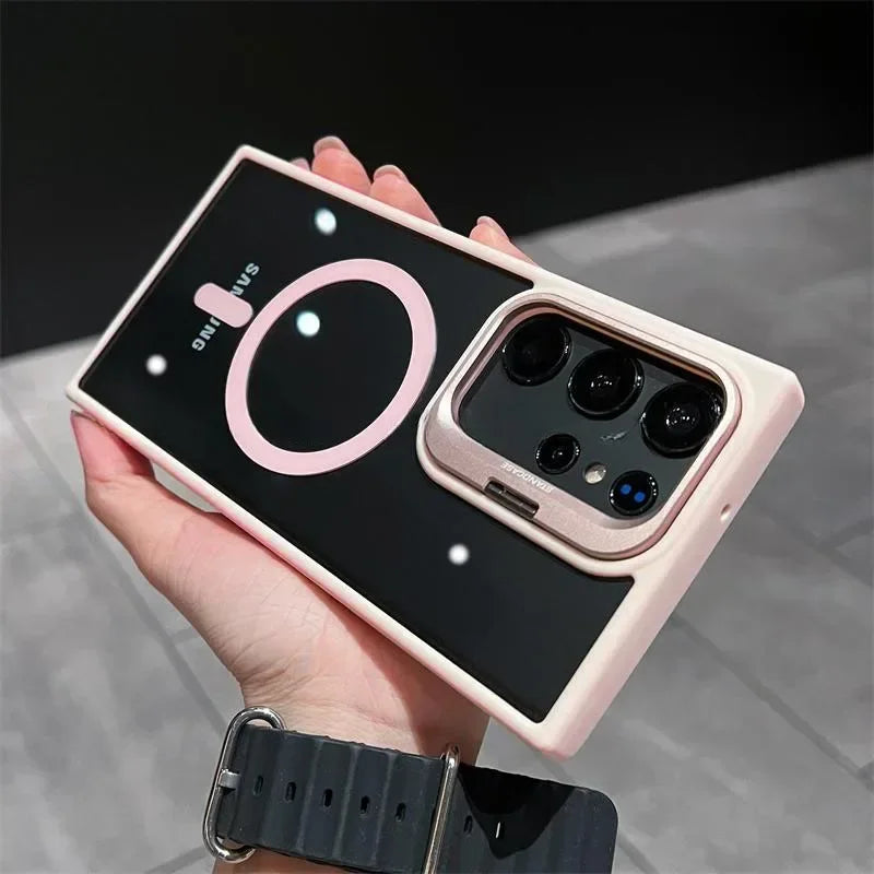 Camera Protector Holder Clear Phone Case For Samsung Galaxy S25 Ultra S24 S23 S22 S23 FE Plus Magsafe Magnetic Cover Capa Fundas