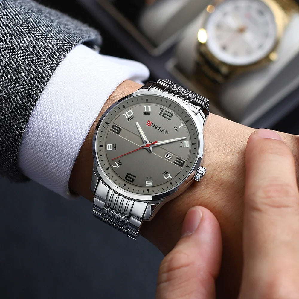 Men Fashion Casual Business Watches Men's Quartz Clock Male stainless steel Strap Wrist Watch Relogio