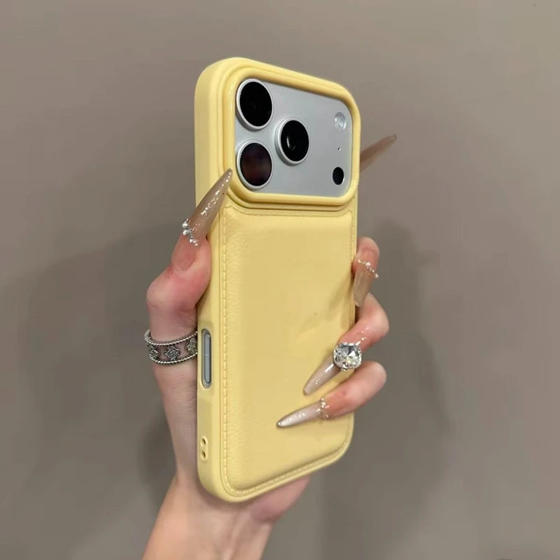 Luxury Drum Cortex Plain Phone Case For iPhone 11 12 13 14 15 16 17 Pro Max Plus Air Shockproof Bumper Cases Cover