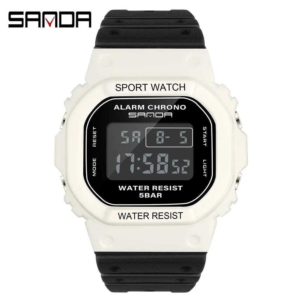 SANDA 293  Waterproof Watch Fashion Brand Ladies Watches For Women Sport Digital Wristwatches Female Clock LED Display 50m