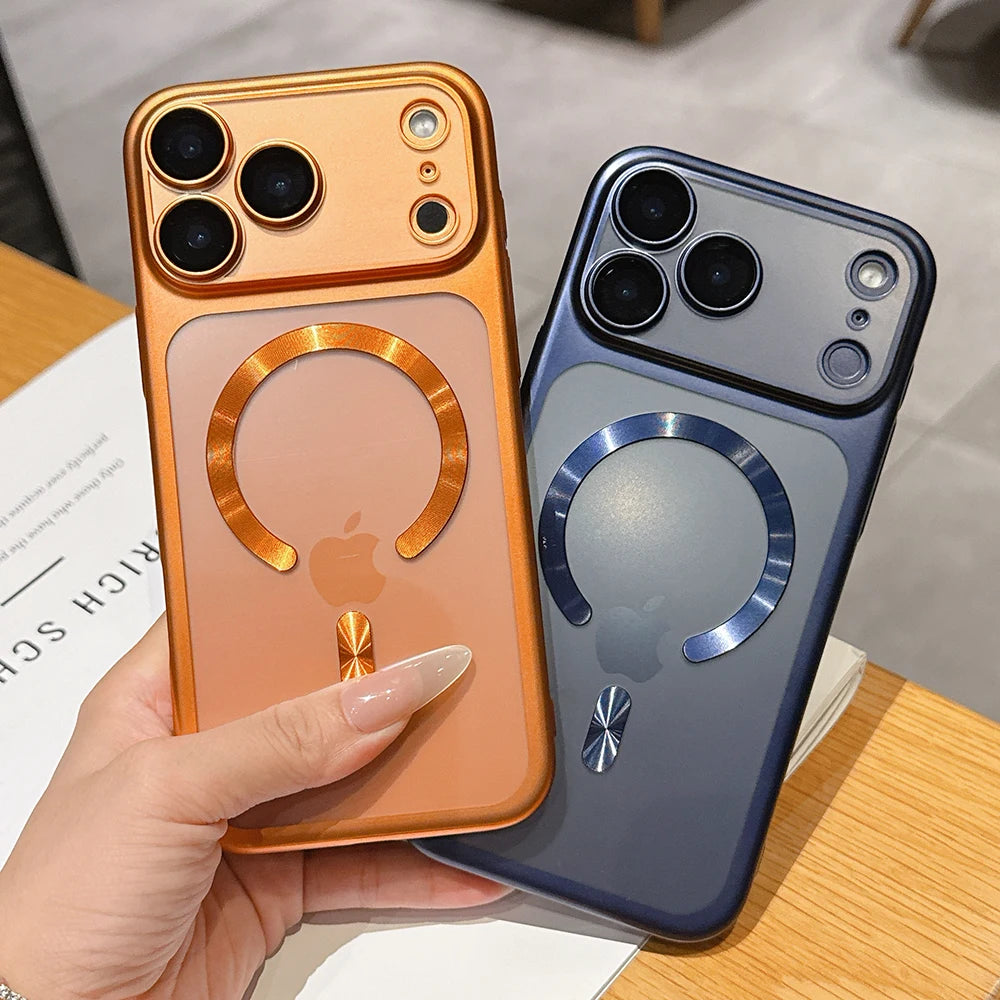 Luxury Matte Translucent Magnetic Case For iPhone 17 Pro Max 17Pro 17 Air For Magsafe Wireless Charging Camera Protector Cover