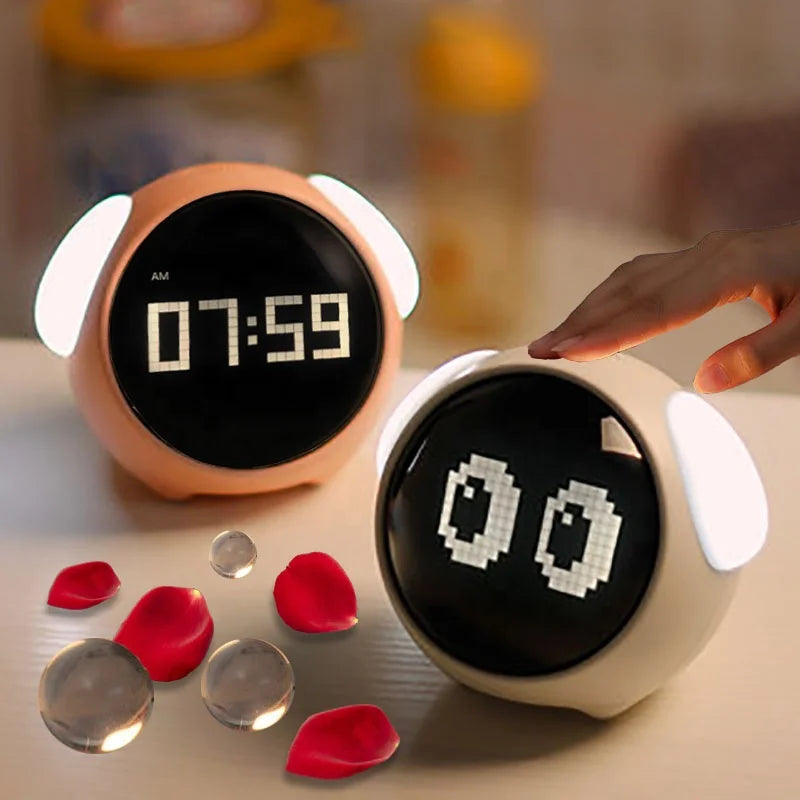 Child Alarm clock Digital Emotion Table Clock WIth Light Wireless Smart Bedside Cute Cartoon Alarm Clock For Kids
