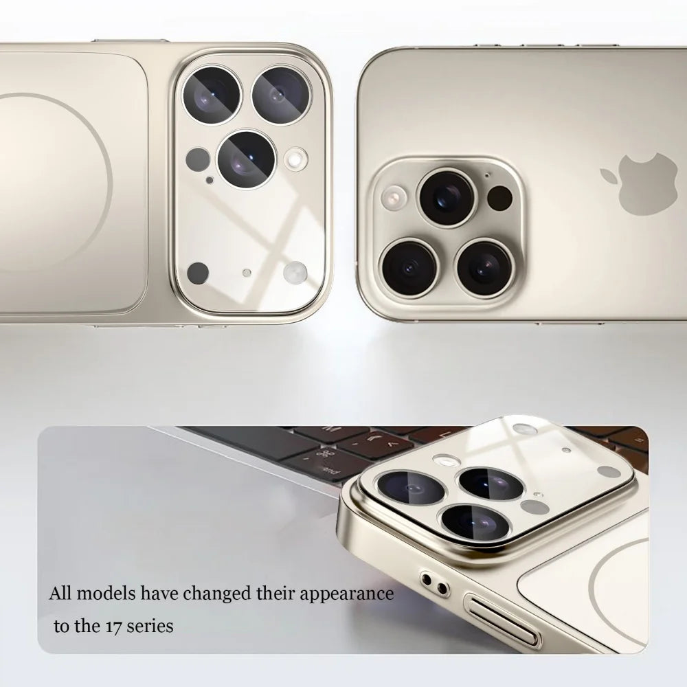 Glass Nano Matte Case For iPhone 17 Pro Max 17Air 17Pro 16 15 14 13 Pro Max Cover Magnetic Wireless Charge Armor Funda