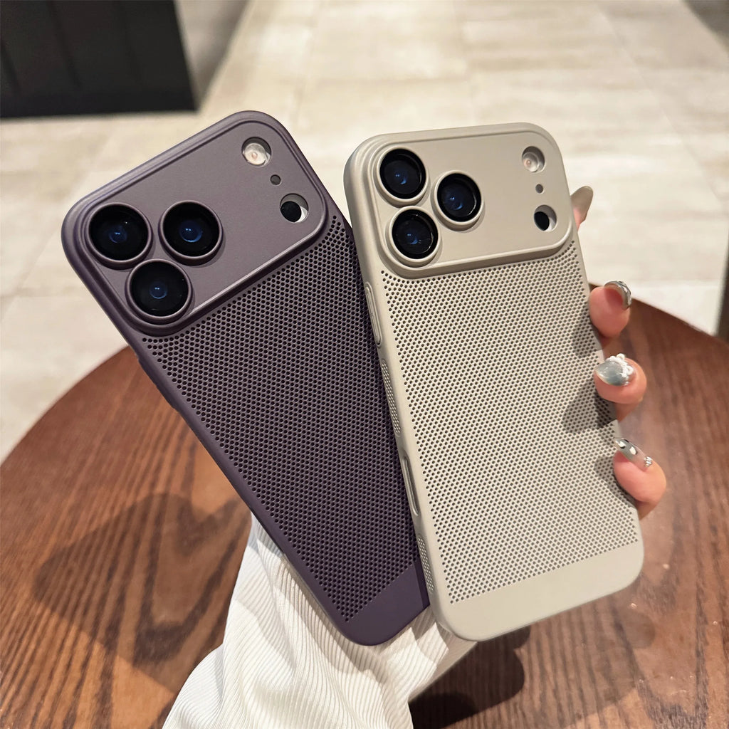 Original Cooling Grid Heat Dissipation Phone Case For iPhone 17Air 16 16E 15 14 13 12 11 17 Pro Max Mesh Breathable Hard Cover
