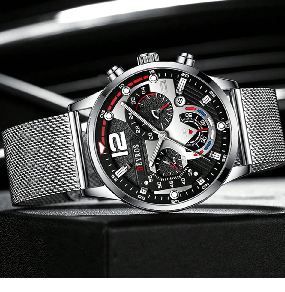 Fashion Mens Business Watches Luxury Quartz Wrist Watch Luminous Clock Men Casual Calendar Watch