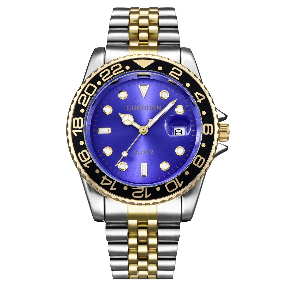 Original Design CURDDEN Brand Watches For Men Fashion Full Stainless Steel Golden Date Quartz Watch 시계 Erkek Kol Satleri Relogio