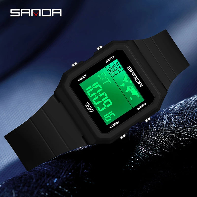 SANDA 2217 Sports Fashion Men Electronic Watches Multifunction Alarm Clock Countdown Luminous Waterproof Men's Digital Wristwatc