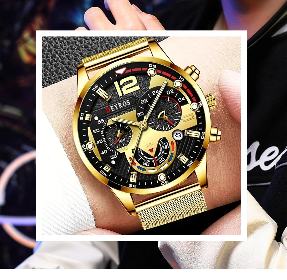 Fashion Mens Business Watches Luxury Quartz Wrist Watch Luminous Clock Men Casual Calendar Watch