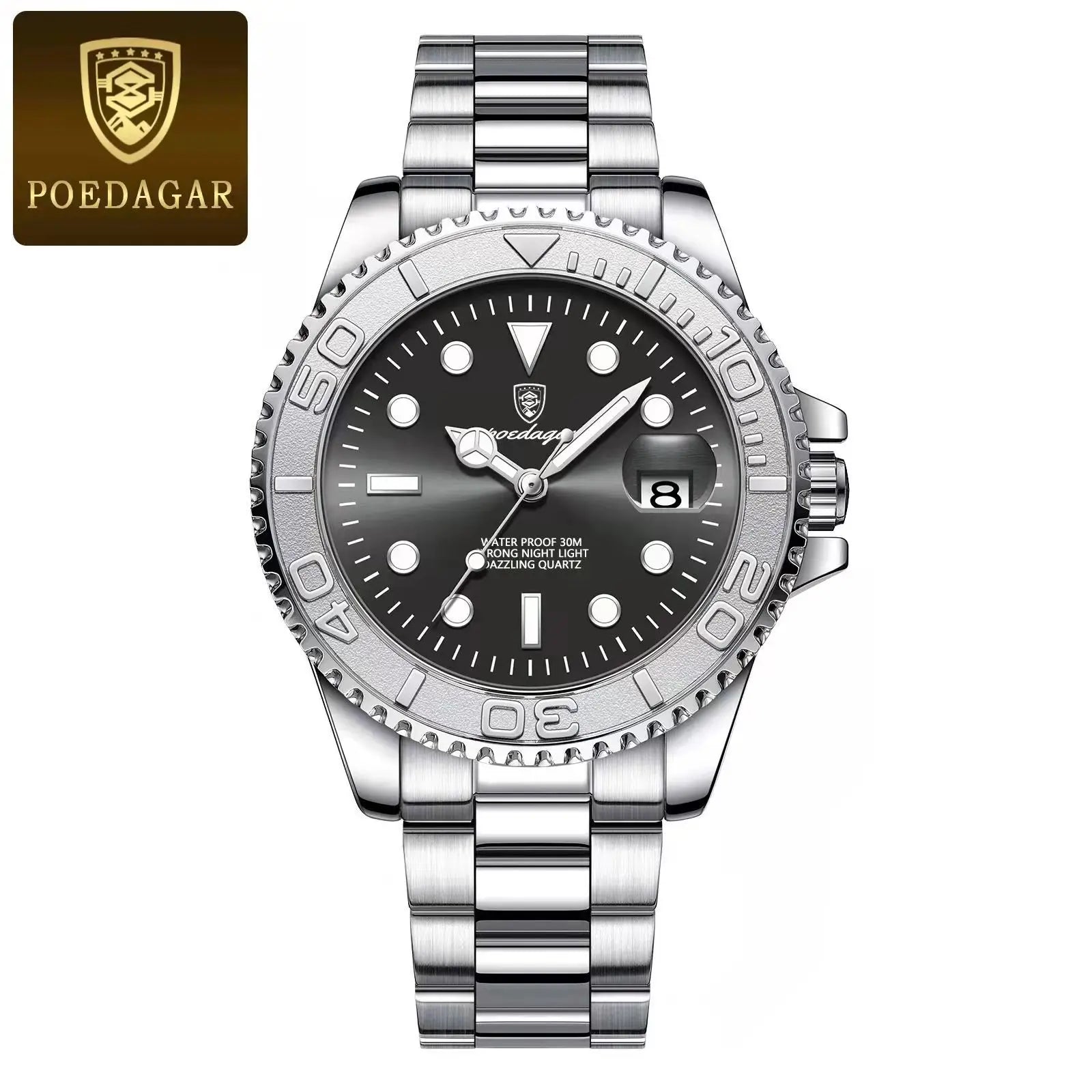 POEDAGAR Luxury Business Men Watch Waterproof Luminous Date Stainless Steel Men's Watches Military High Quality Quartz Man Watch