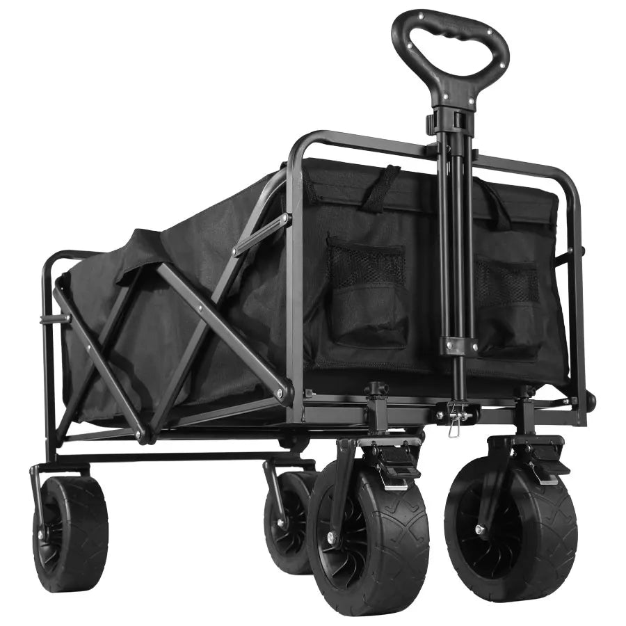 Large Weight Capacity Heavy Duty Wagon Cart Folding us Wagon for Outdoor Garden Beach wagon Camping Equipment with Cup Holders