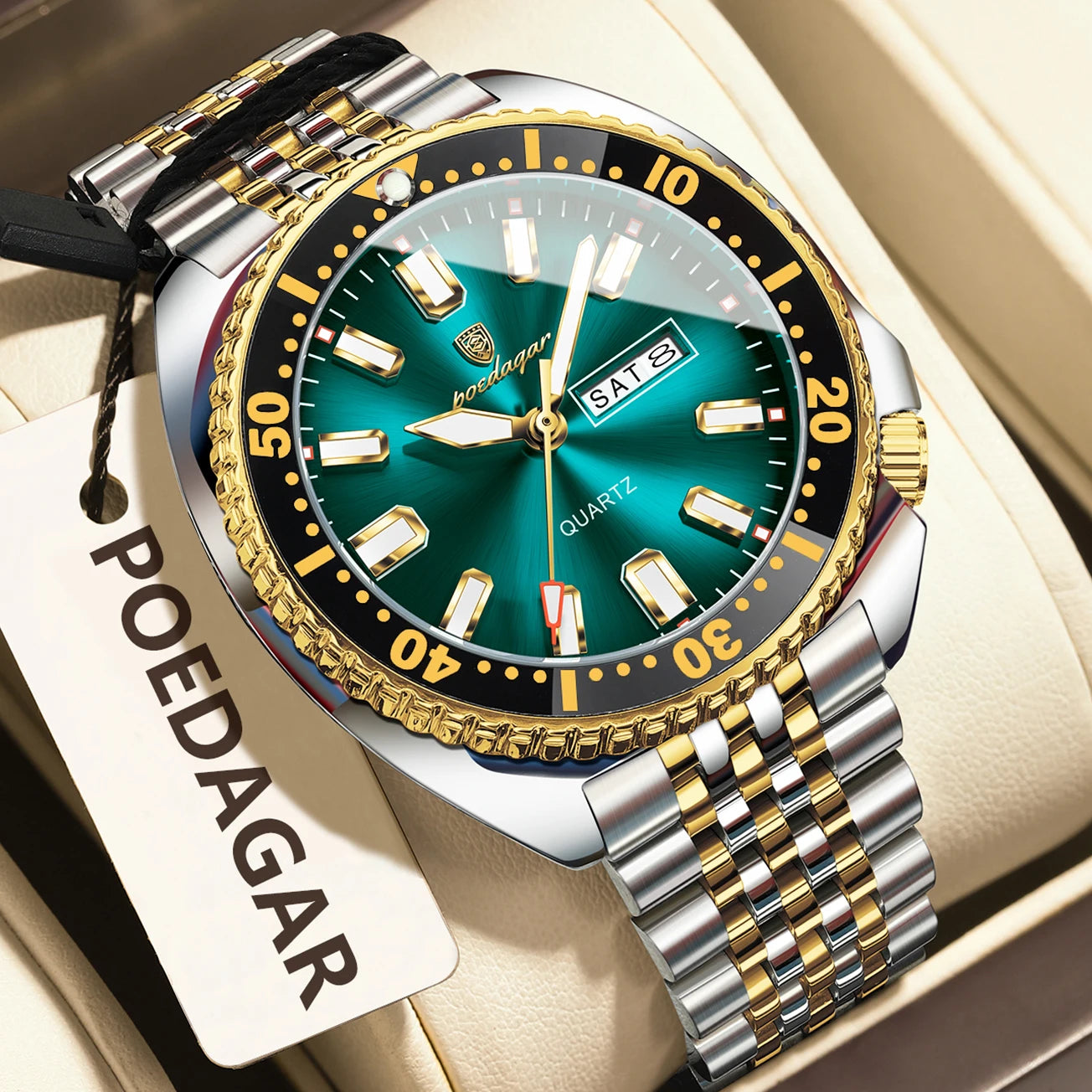 POEDAGAR Luxury Fashion Men's Watch Waterproof Luminous Quartz Male Watch Date Week Stainless Steel Casual Watches For Men Reloj
