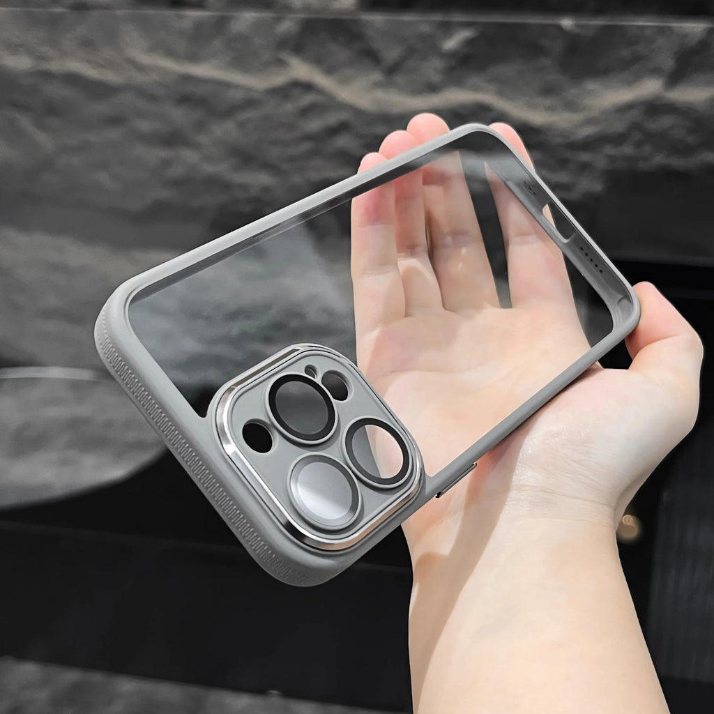 Original Gold Case For iPhone 16 Pro Max Glass Camera Protector Case for iPhone 15 13 12 14 Pro Max Transparent Shockproof Cover