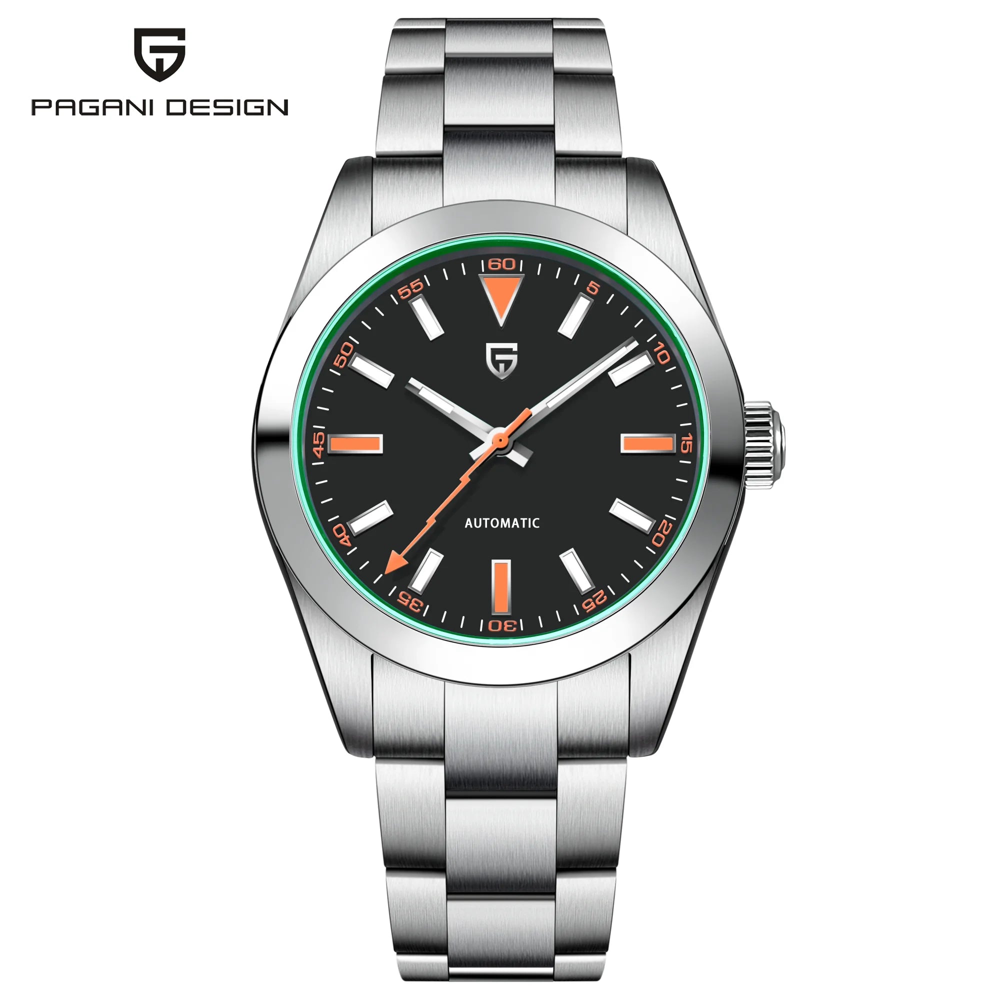 PAGANI DESIGN 2026 New Green Glass Men's Mechanical Watches Automatic Watch Men AR Sapphire crystal Stainless steel Wristwatch