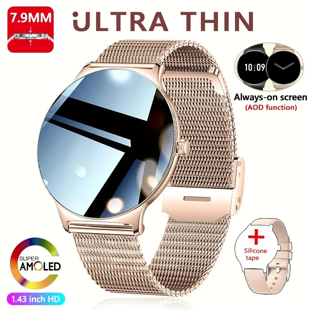 2026 New 7.9MM Ultra Thin Smart Watch Women Screen Always Display Time Sports Bracelet Bluetooth Call Fashion Smartwatches ios