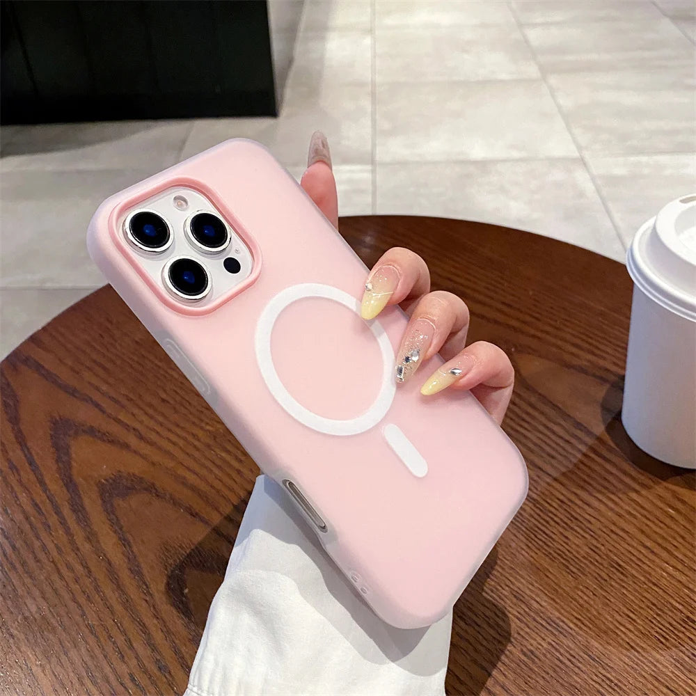 Luxury Candy Color  Magnetic Matte Case For iPhone 17 16 15 14 13 12 11 Pro Max  Air 16 ProMax Magsafe Wireless Charging  Cover