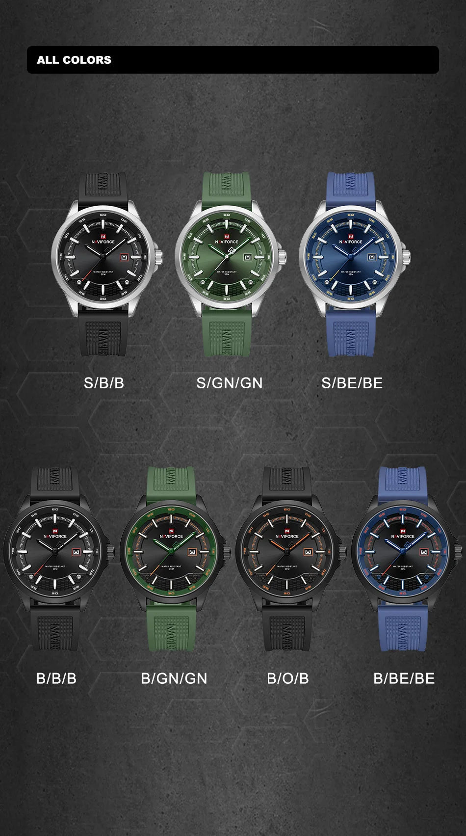 NAVIFORCE Men Business Watch Silicone Strap Wristwatches Quartz Casual Men's Watches Date Luminous Waterproof Original Clock