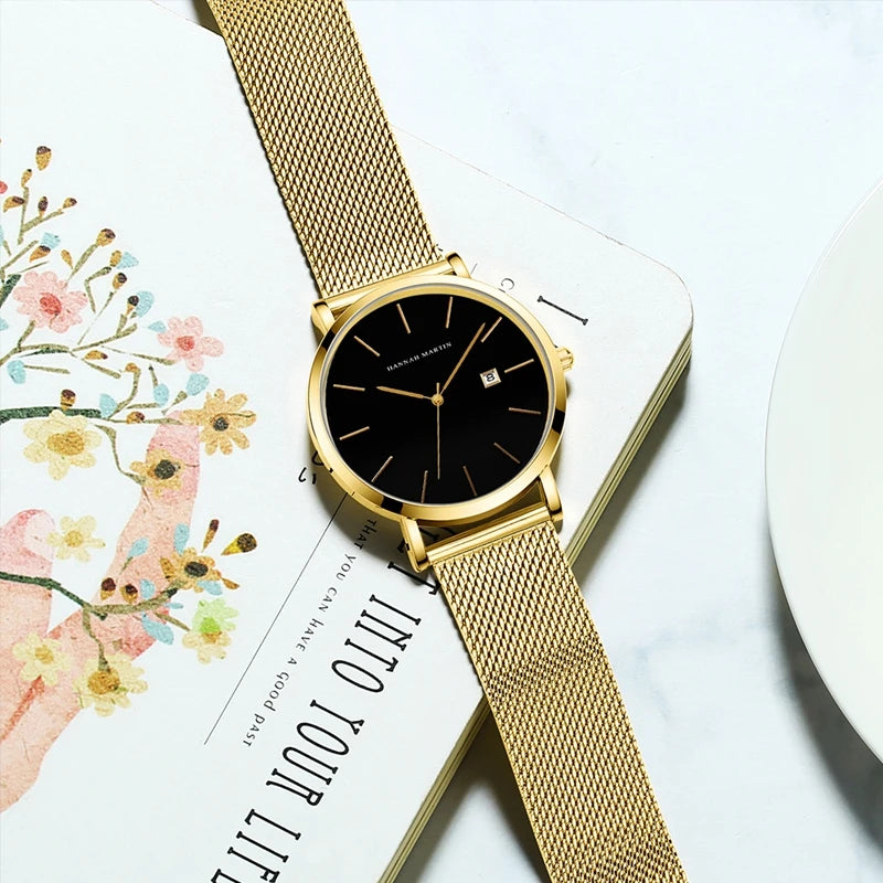 Men Dropshipping Wristwatch Hannah Martin Japan Movement 40mm Blue Minimalist Casual Leather Top Brand 3Bar Luxury Watch for Men