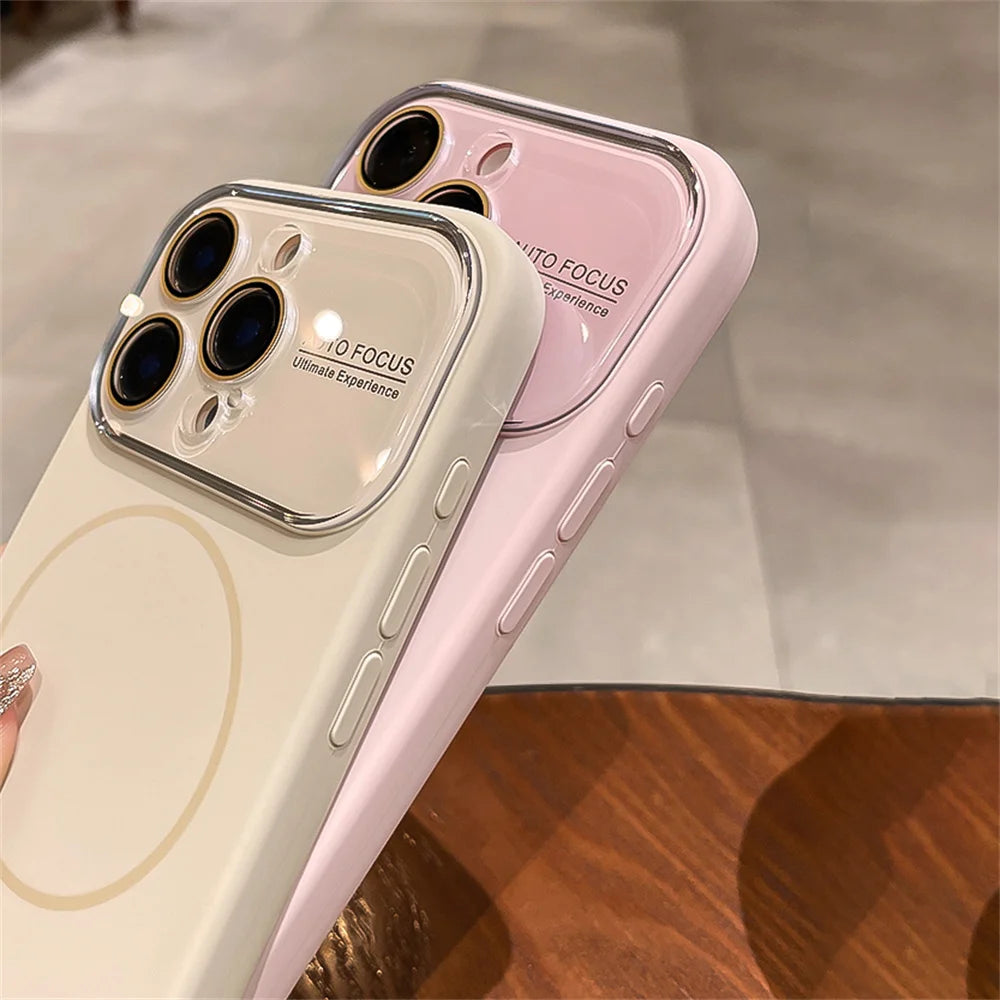 Advanced Liquid Phone Case For iPhone 17 16 14 15 Pro Max Magnetic Charging Glass Lens Protective Cover Silicone Couple Set
