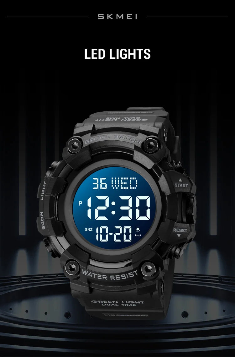 Skmei Luxury Fashion Sports Watches Men Waterproof Stopwatch Dual Time Digital Wristwatch Big Dial Clock Reloj Hombre