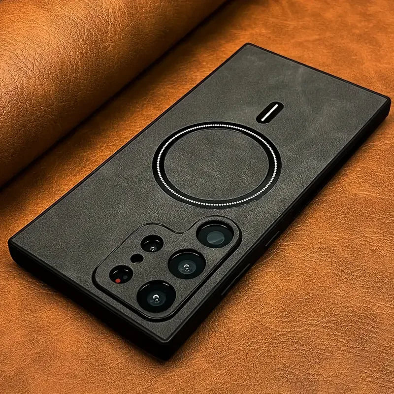 Luxury Leather Magnetic Case For Samsung Galaxy S26 S25 S24 S23 S22 S21 Ultra Plus FE Note 20 S 24 23 For Magsafe Wireless Cover