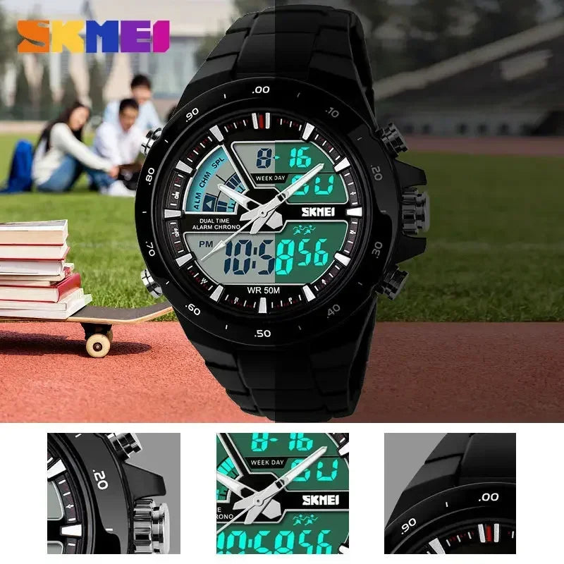 SKMEI 1016 Men Fashion Casual Alarm Clock Waterproof Military Chrono Dual Display Wristwatches Relogio Masculino Sport Watch