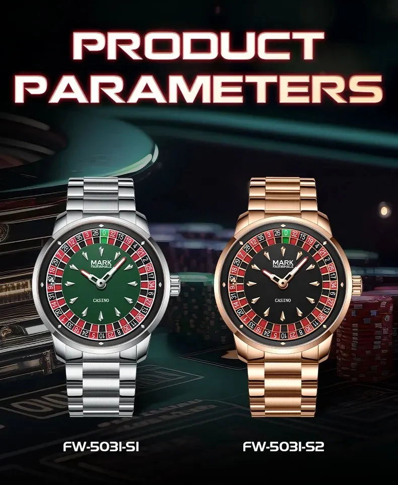 Mark Fairwhale 5031 Fashion Quartz Watches for Man Creative Rotating Dial Luminous Waterproof Steel Strap Casual Men Wristwatch