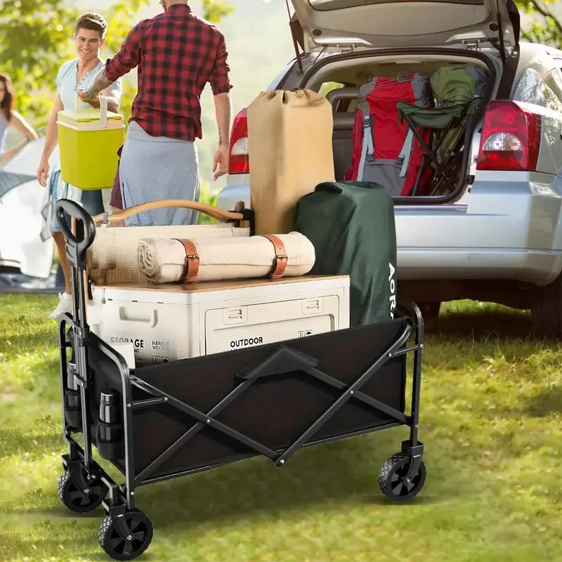 Cart Folding us Foldable Wagon, 330/450LB Heavy Duty Foldable Utility Garden Wagon With Terrain Car storage car Wheels, Side Pockets, Portable C