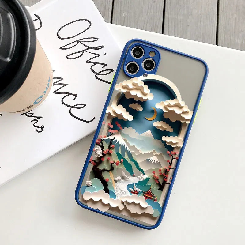 Printing Landscape phone case For iPhone 17 16 15 14 11 12 13 Pro Max Mini XS X XR 16 Plus Creative Mountains Shockproof Cover
