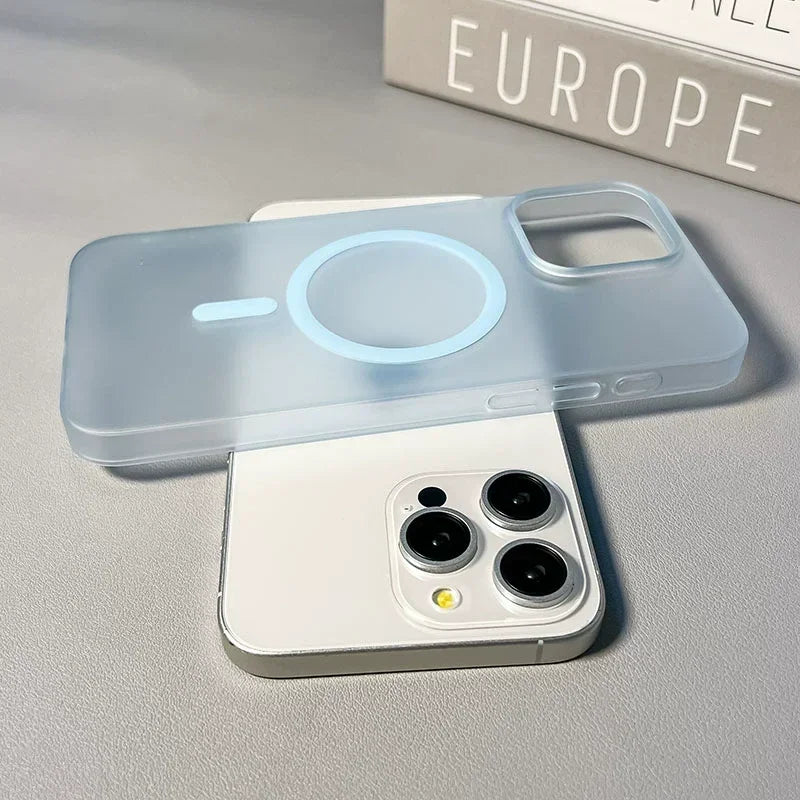 Ultra Thin Matte Magnetic Wireless Charger Case For iPhone 17 16 15 14 13 12 11 Pro Max For Magsafe Hard PC Translucent Cover