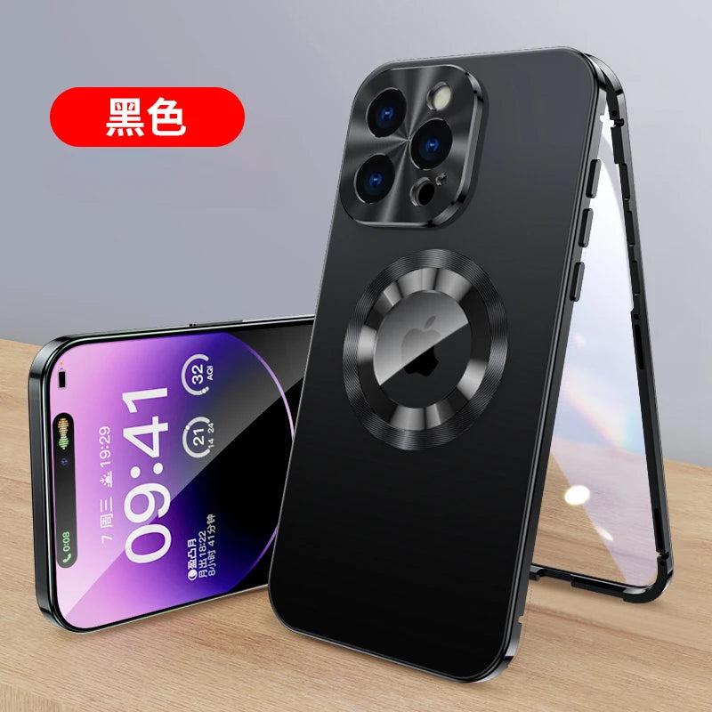 For iPhone 17 16 15 14 13 12Pro Max Full Aluminum Metal Magnetic Case Double-Sided Protection Shockproof Cover Screen Protector