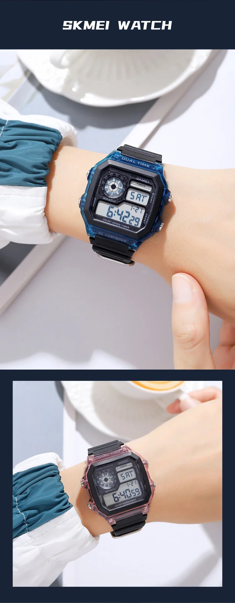 SKMEI 1998 Mens Multifunction 5Bar Waterproof Chrono Wristwatch Clock reloj hombre  Japan Digital Movement Countdown Sport Watch