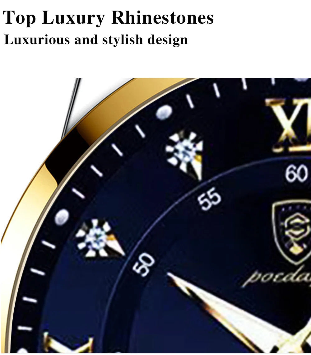 POEDAGAR Original High Quality Men Watch Waterproof Luminous Leather Sports Man Wristwatch Quartz Stylish Casual Watches For Men
