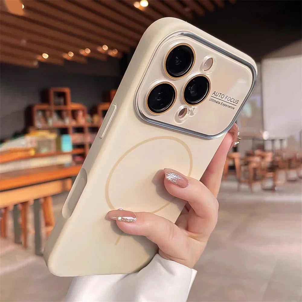 Advanced Liquid Phone Case For iPhone 17 16 14 15 Pro Max Magnetic Charging Glass Lens Protective Cover Silicone Couple Set