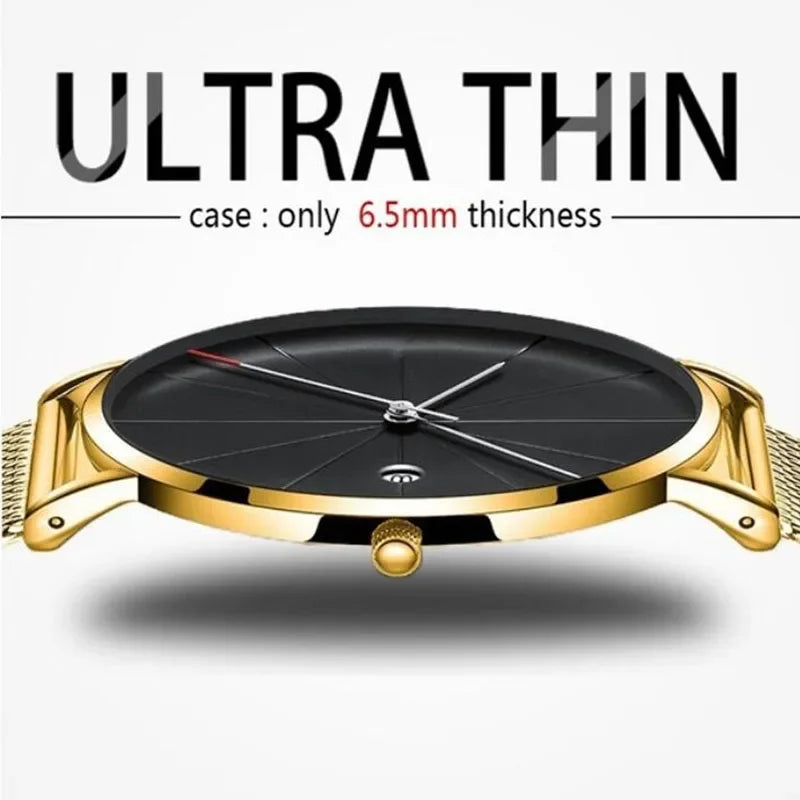 Man Watch 2025 Luxury Gold Men Watches Ultra Thin Mens Watches Stainless Steel Mesh Belt Quartz Wristwatches Horloge Mannen