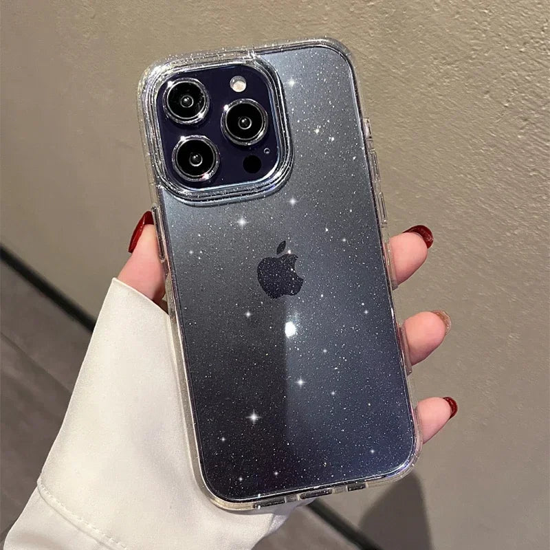 Classic Fashion Flash Powder Transparent Soft Shockproof Mobile Phone Case for IPhone16 15 14 13  Pro Max Mini The Perfect Case