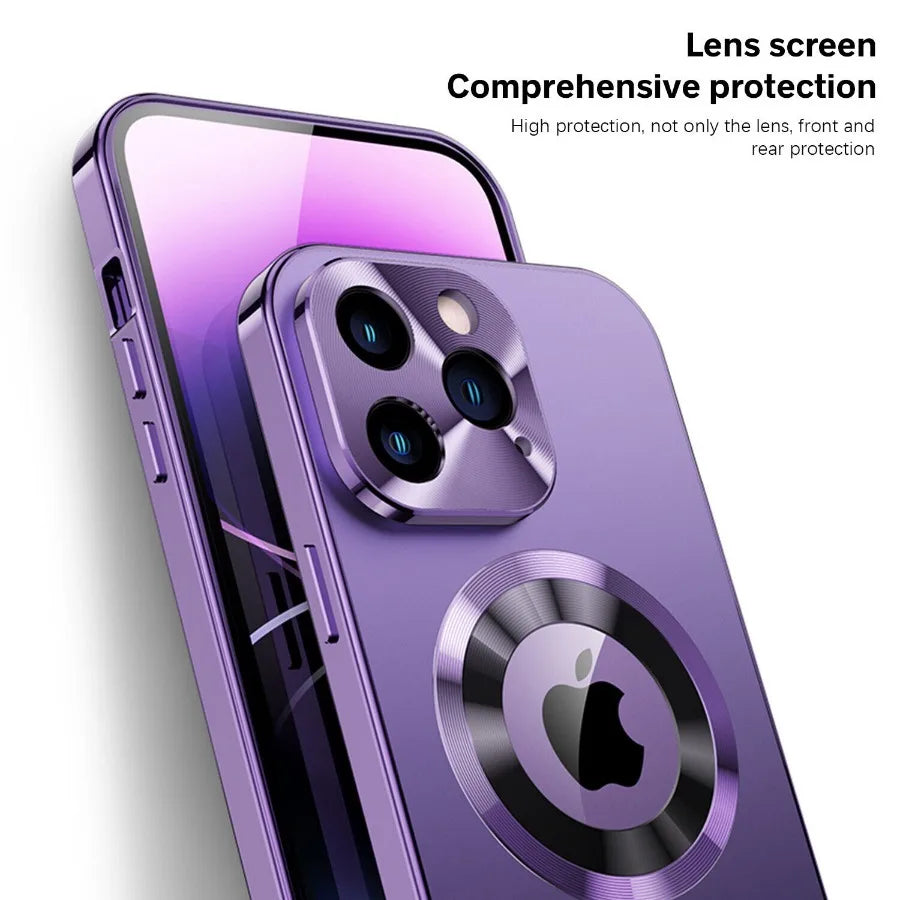 For iPhone 17 16 15 14 13 12Pro Max Full Aluminum Metal Magnetic Case Double-Sided Protection Shockproof Cover Screen Protector