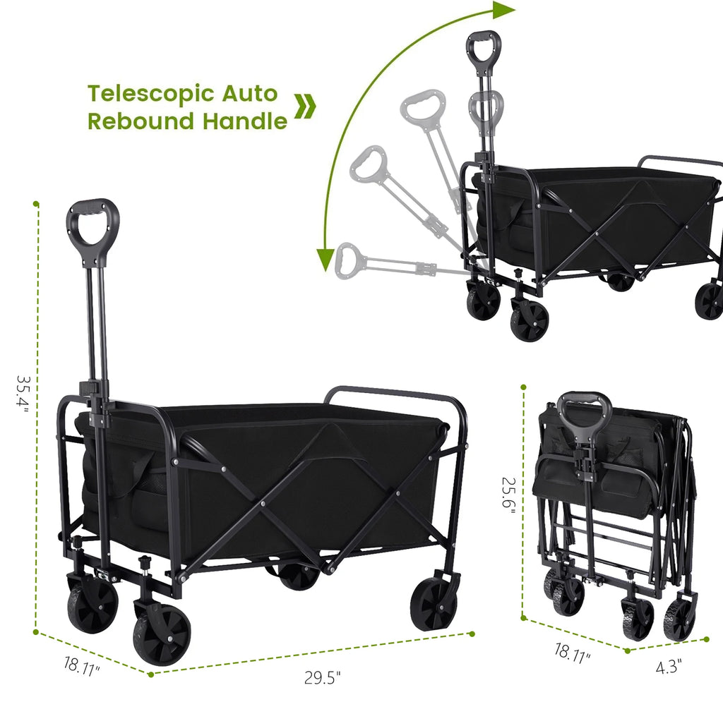 Cart Folding us Heavy Duty Wagon Carts Foldable, Portable Wagons for Groceries, Beach Cart with All-Terrain Wheels  Drink Holders, Utility Wagon